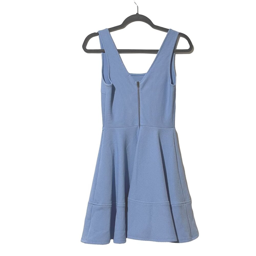 Lulus Blue Textured Sleeveless Fit & Flare Dress With Back Zipper Size S - Picture 3 of 7